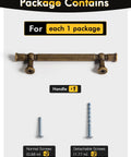 Package contents for Antique Brass Cabinet Pulls With Three And Three Quarters Inch Hole Centers Zinc Alloy Classic Vintage Drawer Handles.
