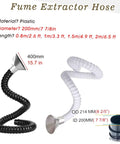 Slick White Flexible Fume Extractor Hose With Articulated Hood 6.5 Feet Long industrial welding smoke extraction tube and black variant.