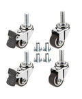 Mini Caster Wheels With Brake Lock, 1 Inch Silent Non Marking Casters, Four Pack for Furniture and Equipment with screws