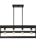34 Inch Four Light Farmhouse Kitchen Island Pendant Light With Linear Rectangle Chandelier In Smoked Birch Finish For Modern Rustic Kitchens And A Barnhouse Vibe Over Kitchen Islands And Breakfast Bars