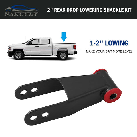 2 Inch Rear Drop Lowering Shackle Suspension Kit For Chevy GMC C1500 C2500 And Silverado Sierra 1500 1988-1999 illustration
