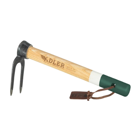 Heritage Garden Fork For Weeding And Digging, A Real Workhorse With Heavy Duty Wood Handle, Dual-Forged Prongs, Compact 11.8 Inch, Green