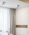 iumLeap Recessed Lighting Housing Trim Kits White COB Ceiling Spotlight Fixture Downlight Bright Square Aluminum Indoor Panel Light for Hallway Display Mall, Warm Light(3000k)_30w in bright living room setting.