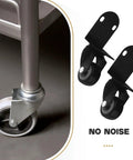 Zero Fuss One Point Five Inch Silent Swivel Casters For Furniture Cabinets And Drawers Featuring Snug Side Mount Brackets and Ridiculously Quiet Rubber Treads. Close-up of black swivel casters with side mount brackets.