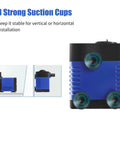 Two Pack Mini Fountain Pump 80GPH Submersible Water Pump with strong suction cups shown from the side and bottom angle.