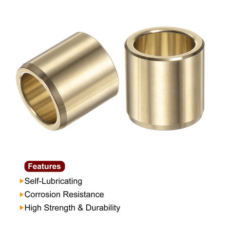 2 Pack Rock Solid Cast Brass Sleeve Bearings 3/4 Inch Bore By 1 Inch O D With 1 Inch Length Oilless Bushings shown from two angles.