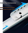 Beefy Drawer Slides Kit 1 Pair Metal Runners With 50kg Load, Two-Section Full Extension For Kitchen Cabinets, Dresser, Bathroom And Keyboard Storage, Anti Rust Wear Resistant White Finish, close-up