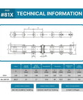 81X Single Strand Roller Chain For Lumber Conveyor Systems technical specs diagram and measurements