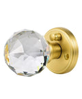 Crystal Glass Door Knobs With Privacy Lock For Bedroom And Bathroom, Gold Satin Brass Finish, Interior Door Handle Set close-up