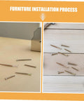 100 Pcs M6 Round Head Socket Screws And Nuts Kit Zinc Coated Furniture Bolts in assembly process on wood surface