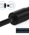 Close-up of Heavy Duty RV Awning Gas Struts for Power Awnings with 69 to 78 Inch Arm, showing end fittings and safety label.