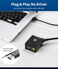 Workhorse Fixed Barcode Scanner With 4 In 1 Scanning Modes USB Interface 1D 2D QR Reader connected to laptop via USB cable