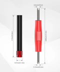 Front view of Zihvfzu EVAP service port adapter kit with valve removal tool; black cylinder and red handle.