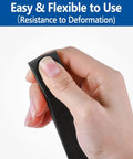 High Density Self Adhesive Foam Tape Weather Stripping One Half By One Quarter Inch X Forty Two Feet Two Rolls Neoprene Insulation Seal in hand, demonstrating flexibility.