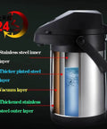 135 Oz 4L Airpot Coffee Carafe with Pump Double Walled Vacuum Insulated 304 Stainless Steel cross-section diagram