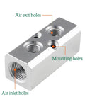 Two Way Pneumatic Manifold Air Distribution Block Ready To Roll Heavy Duty Aluminum Design With Two Inlets And Two Outlets