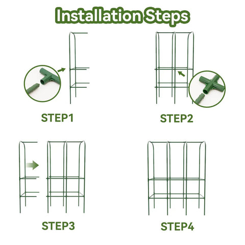 Installation steps for 62 Inch Tall Cucumber Trellis For Raised Beds, Outdoor Garden Vine Support, U Shape Metal Arch Trellis