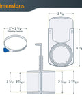 Diagram showing dimensions of 2-1/2 Inch Dust Collection Fittings Kit With Clear Connectors, Blast Gates And Stainless Steel Hose Clamps.