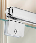Close-up of Ultra Quiet Roller Sliding Glass Door Track Kit with aluminum ceiling-mounted rail and bracket