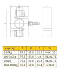 Technical drawing and specifications of Shape Load Cell 5 Kg To 5 Ton Heavy Duty Alloy Steel Sensor with dimensions in mm