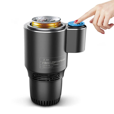 Portable Electric Car Cup Cooler Warmer And Heated Travel Coffee Mug With Aluminum Finish for Dash and Center Console.