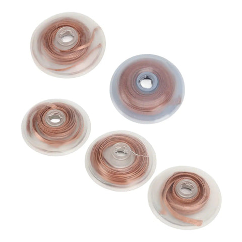 Five Piece Pro Grade High Purity Copper Soldering Wick Desoldering Solder Removal Braid Set For PCB Circuit Board Repair And Electronics Maintenance 1.5mm 2.0mm 2.5mm 3.0mm 3.5mm shown in circular coils