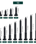 Heavy Duty 1/2 X 1-1/2 Inch Black Hex Head Lag Screws Bolts 8 Pc Pack For Decks And Wood Projects, 304 Stainless Steel 18/8 With Black Oxide Finish, Full Thread, Indoor Outdoor Use, Built To Last Fayeploo.