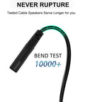 Power cord undergoing bend test with text showing durability for 6 Ft Two Prong AC Power Cord For Under Desk Elliptical Machines Replacement Cable Universal Fit For Home Office Ellipticals Like YOSUDA ANCHEER GUGTTR WESTIONC And More