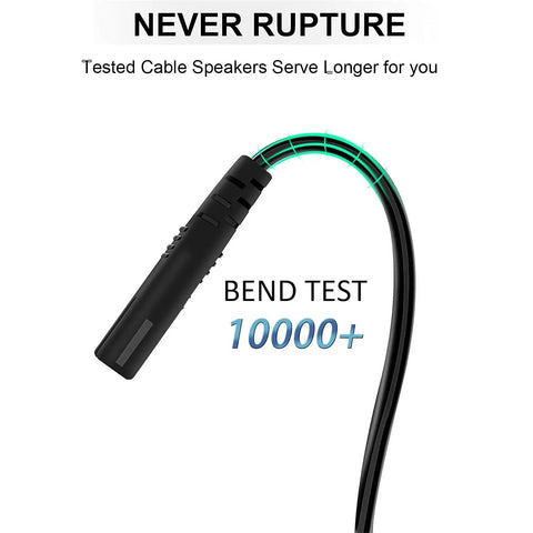 Power cord undergoing bend test with text showing durability for 6 Ft Two Prong AC Power Cord For Under Desk Elliptical Machines Replacement Cable Universal Fit For Home Office Ellipticals Like YOSUDA ANCHEER GUGTTR WESTIONC And More