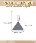 Eight Piece Marble Tablecloth Weights With Metal Clips Triangle Pendant 4.5x4.5 Cm, size illustration shown.