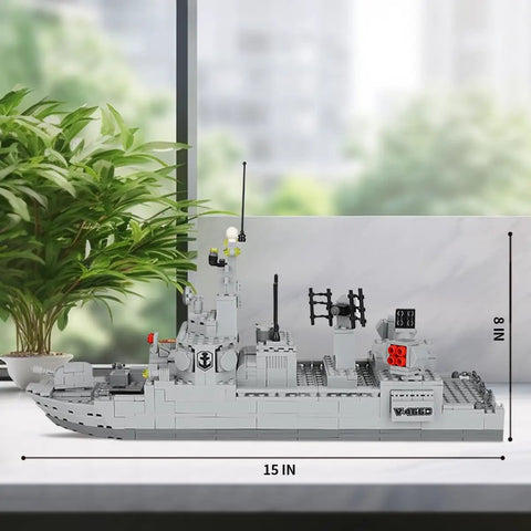 Destroyer Battleship Building Set With 528 Pieces For Kids And Adults Interactive Warship Model, 15 IN x 8 IN