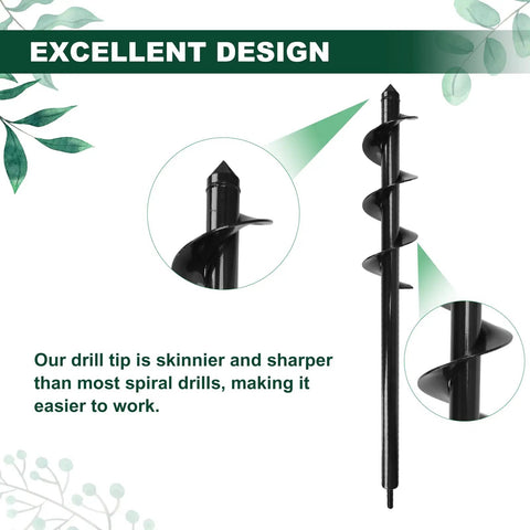 3x24 Inch Garden Auger Drill Bit for 3 by 8 Hex Drive, Heavy Duty Steel with sharp spiral design