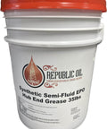 35 lb bucket of Orange Hub Grease EP0 Semi Fluid for Trailer Wheel Ends Polyurea Formula, high-temp to 375F, Republic Oil branding