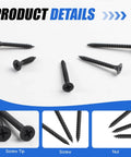 Wood Screws Assortment Kit 224 Pieces High Hardness Phillips Drive Self Tapping Flat Head Coarse Thread Carbon Steel 8 Sizes