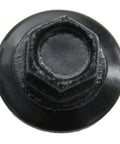 Top Shelf Black Metal Roofing Screws With A Classic Hex Washer Head And Dependable Heavy Duty Rubber Seals For No Sweat Self Drilling Installation On Lasting Roof Panels In A Trustworthy 250 Piece Supply - close-up view of hex washer head