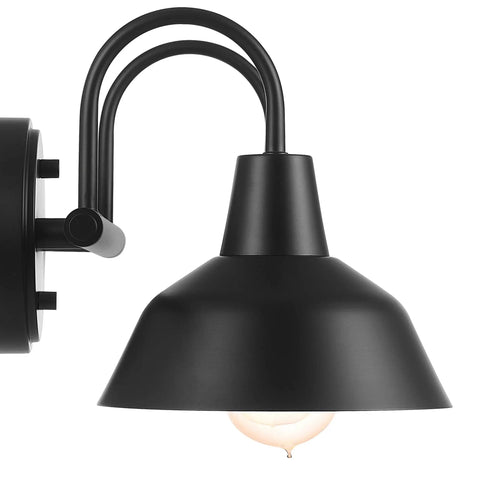 Close-up of matte black light fixture from Dope Dark Academia Matte Black 3-Piece Bathroom Set With 15.5 Inch 2-Light Vanity Light