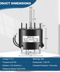 Dimensions of 3.3 Inch Frame Shaded Pole Motor 1/20 HP, 1550 RPM, 115V 60Hz, Low Noise, Smooth Ride, Sleeve Bearing, CW Rotation