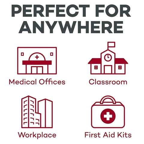 Zoll AED Plus infographic showing uses in medical offices, classroom, workplace, and first aid kits.