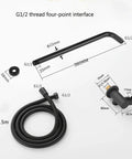 UMJIGF Shower System with Tub Spout, Black Shower Faucet Set 8 Inch components including hose, spout, and valves for installation.