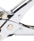 Close-up of the chrome-plated rustproof body of a 5mm Single Hole Punch For 30 Sheets A4 Paper Handheld Manual Puncher with ergonomic grip.