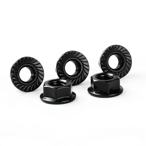 M10x1.5 Serrated Flange Hex Nuts Anti Loosening Black Oxide Finish 15mm Nut Size 21.8mm Flange 10mm Height 20 Pack