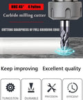 Carbide Square End Mill Three Quarters Inch Four Flute AlTiN Coated Micro Grain Bits Built Tough For Heavy Duty High Temp Milling HRC 45 Strength Single End Five Pack Durable Wear Resistant Tool For Steel Aluminum Woodworking Projects
