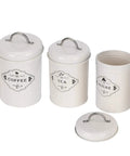 Boost Your Pantry Game With This Three Piece Airtight Kitchen Storage Jar Set Crafted From Thick Powder Coated Iron Heavy Duty Lids keep coffee, tea, and sugar fresh.