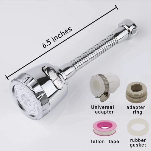 Faucet Extender Kitchen Sprayer Attachment 360 Degree Rotatable No Splash Water Saving Tap With Universal Adapter Set