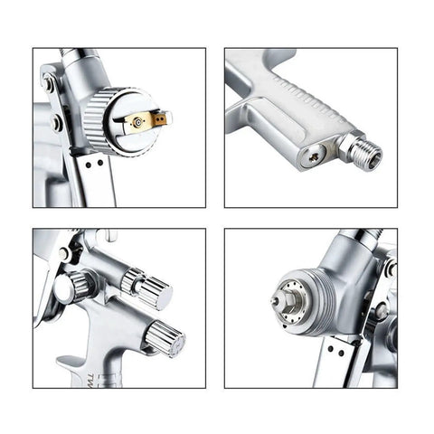 Close-up views of Mini Pneumatic Paint Sprayer Featuring 1.0 Mm Brass Flow Cap And Corrosion Resistant Needle for detailing.