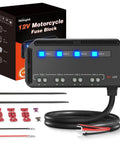 12V Motorcycle Fuse Box With 20A Low Profile Terminal Block And LED Indicator, 4 Circuits Protection, cables and accessories