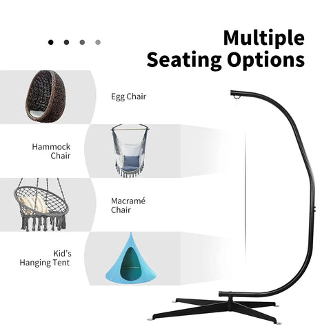 Heavy Duty Hammock Chair Stand For Hanging Chair With 360 Degree Rotation, Rust Resistant Steel C Stand, supports various chairs