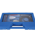 Built Like A Tank Pneumatic Die Grinder With 58000RPM High Speed Air Angle Motor accessory kit in blue carrying case.