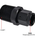 6AN Female To One Quarter Inch NPT Male Swivel Fitting Aluminum Black Anodized Two Pack For High Pressure Lines 1500 PSI Capacity Lightweight 6061 T6 Automotive Hydraulic Fuel Adapters, 1/2-14 NPT and 6AN