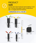 Six Pack Hydraulic Seal Installation Tools Set With Four Size U Cup Seal Installers And Upgraded Twistor Handle dimensions